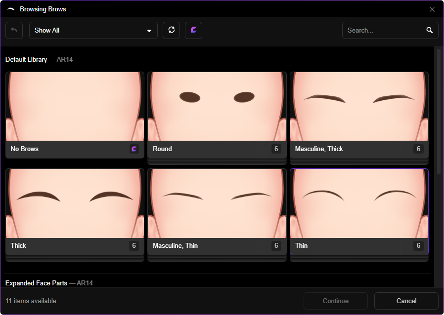 Browsing Brow Templates