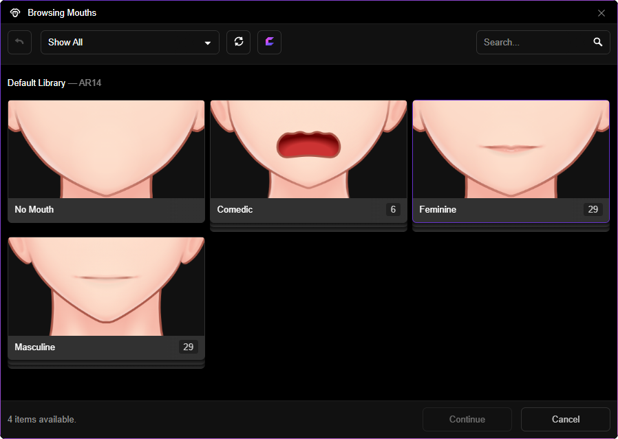 Browsing Mouth Templates