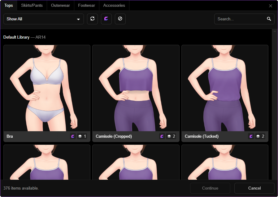 Browsing Clothing Templates
